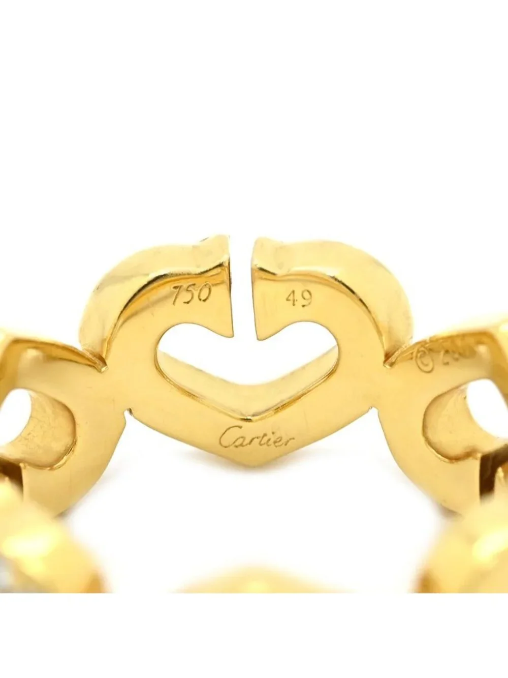 Cartier Ring C Heart Diamond Yellow Gold 49 18k Pave